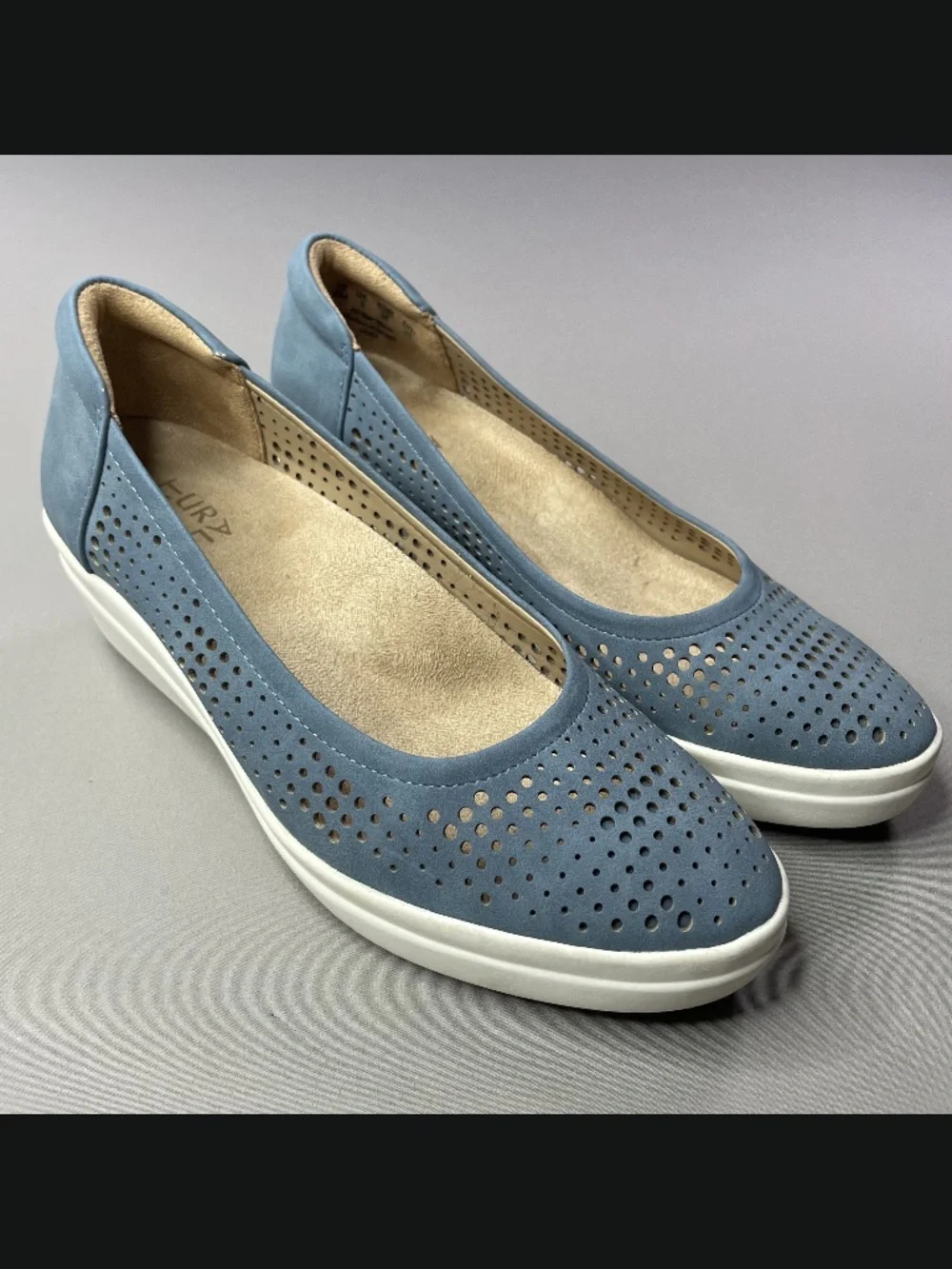 Naturalizer Shoes Womens 6 blue white suede leather sam 2 wedge heels summer